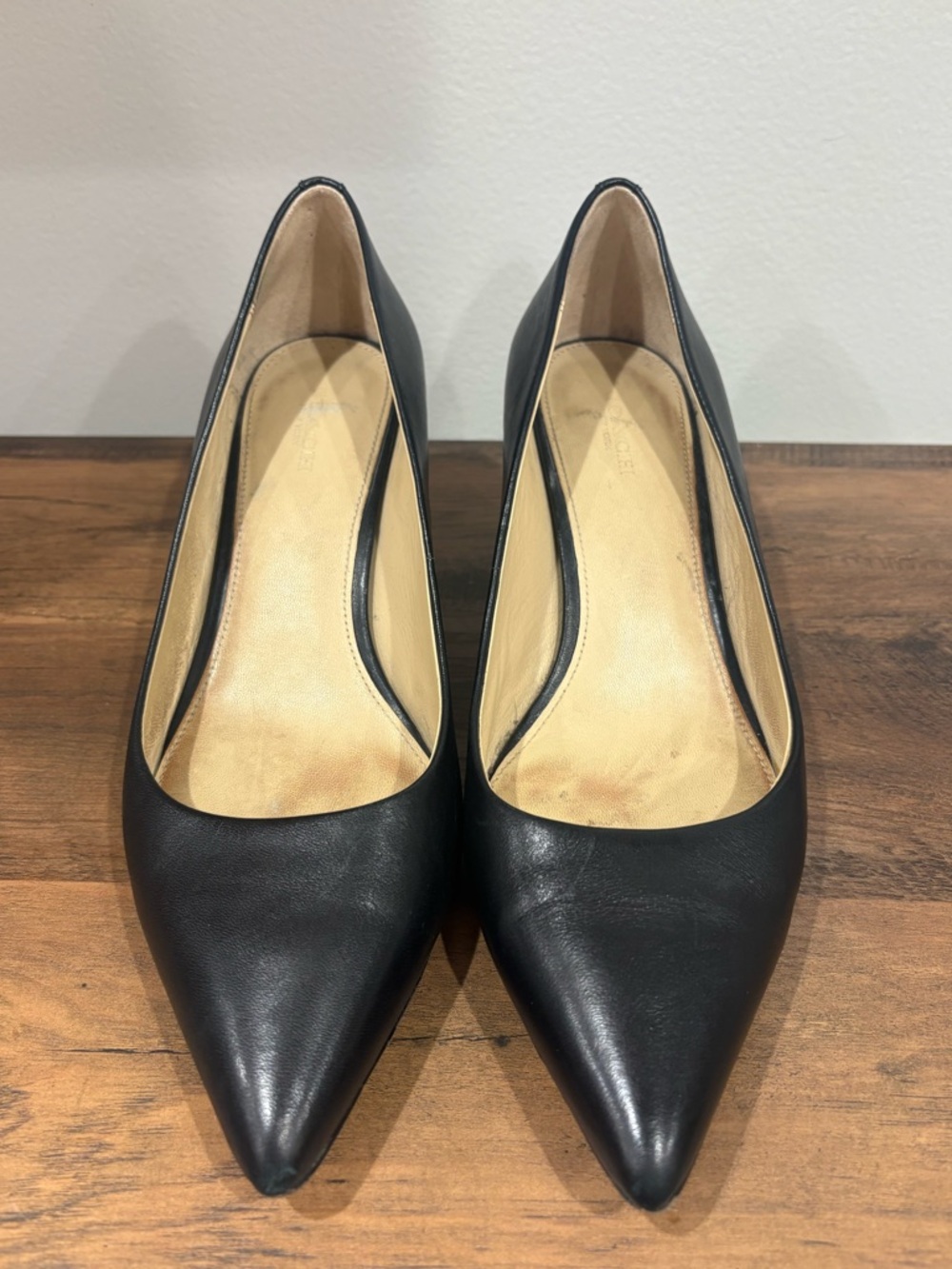 Coach Black Leather Pointed Toe Women's Heels - Size 10.
